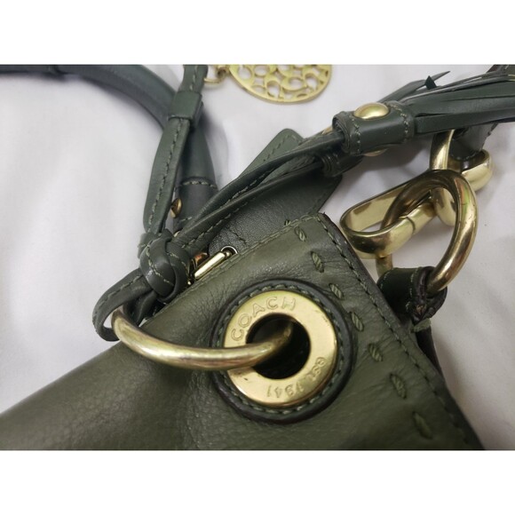 COACH Limited Edition Hamptons Flap Bag, 15400, Green Leather Shoulder Purse - Picture 5 of 16
